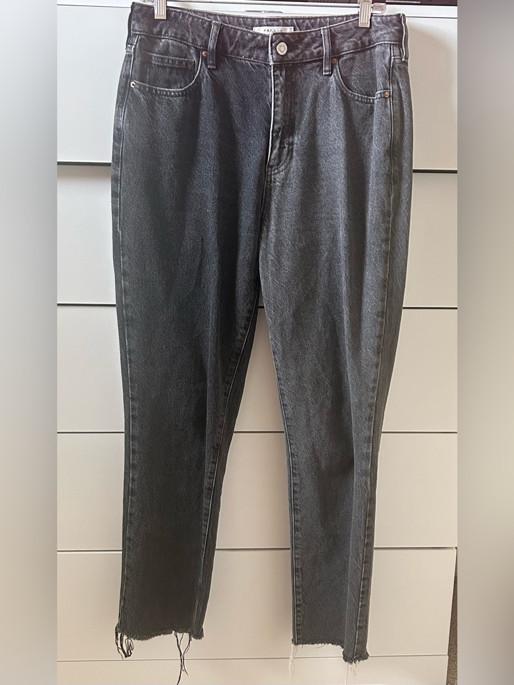 Two Toned High-Waisted Black Grey Washed Jeans